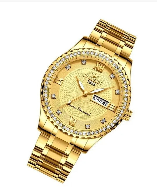Men’s Waterproof Gold Stainless Steel Watch
