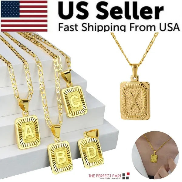 Gold-Plated Initial Pendant Necklace