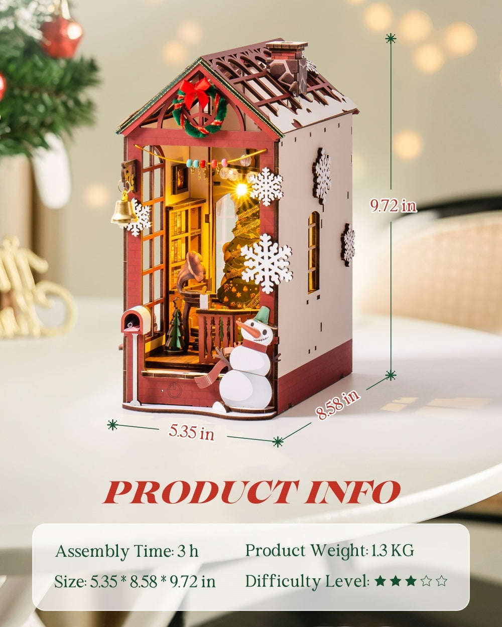 ROBOTIME DIY Christmas Book Nook Kit