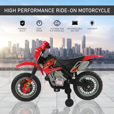 Kids 6V Electric Ride-On Motorcycle with Training Wheels