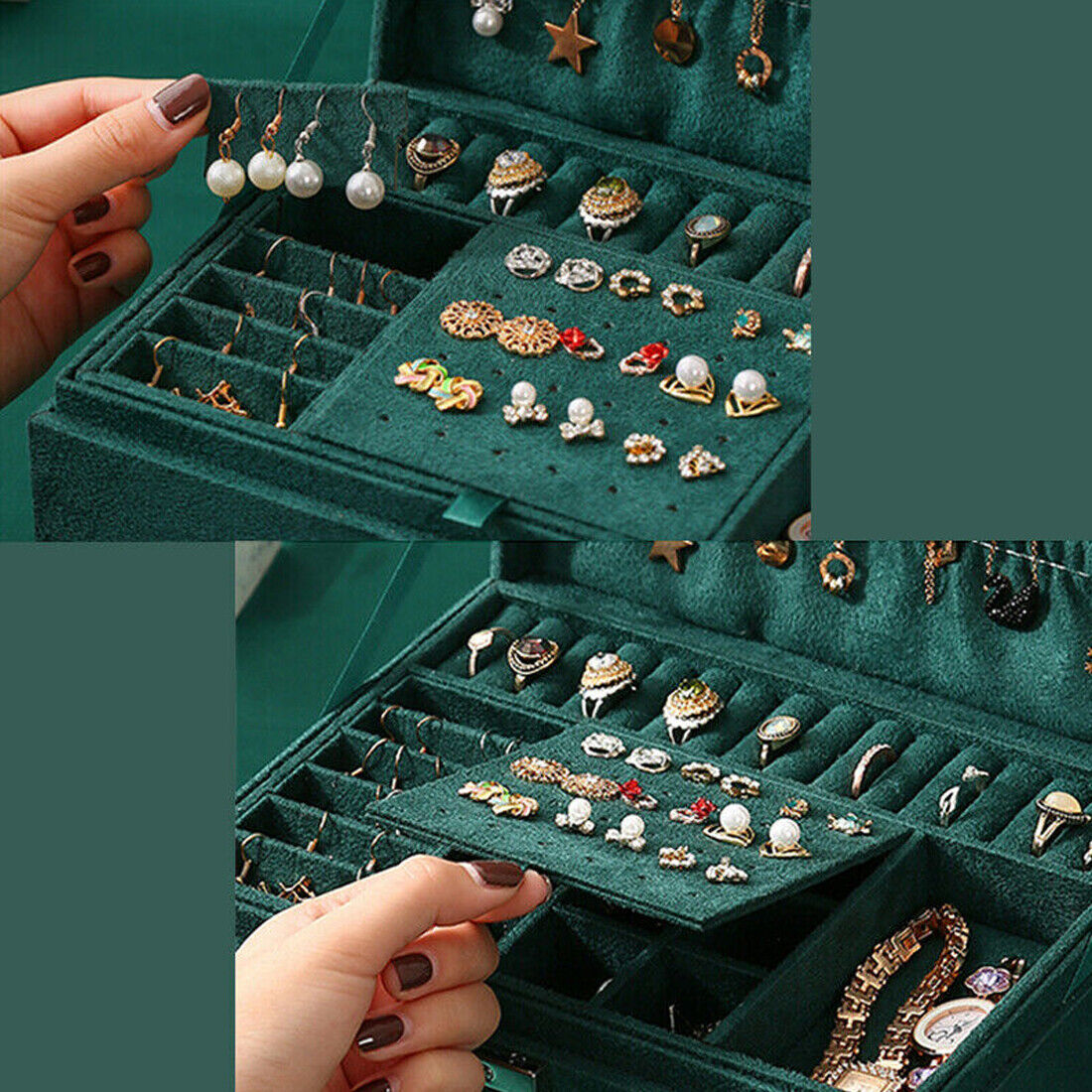 3-Layer Grey Jewellery Storage Box