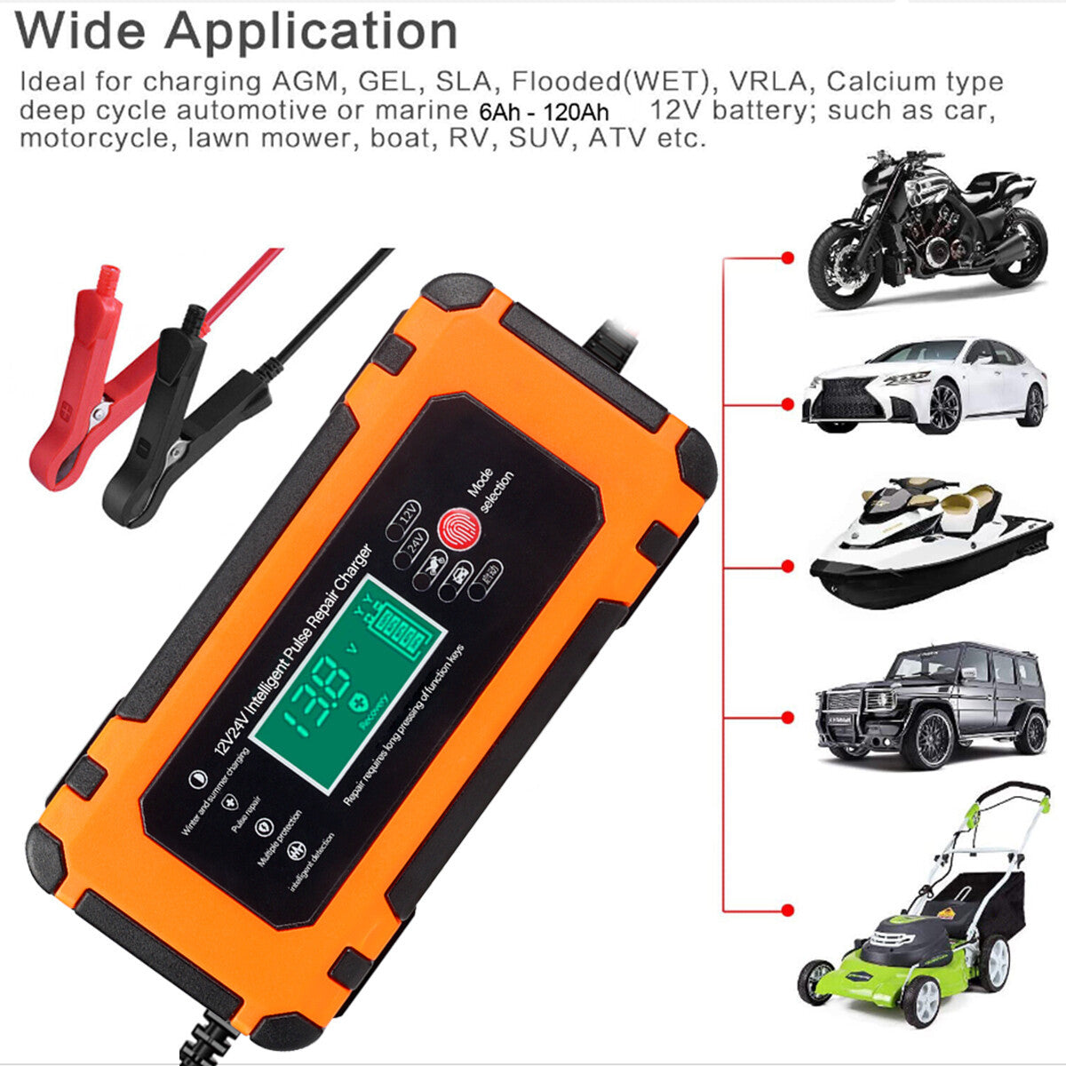 8A Smart 12V Car Battery Charger
