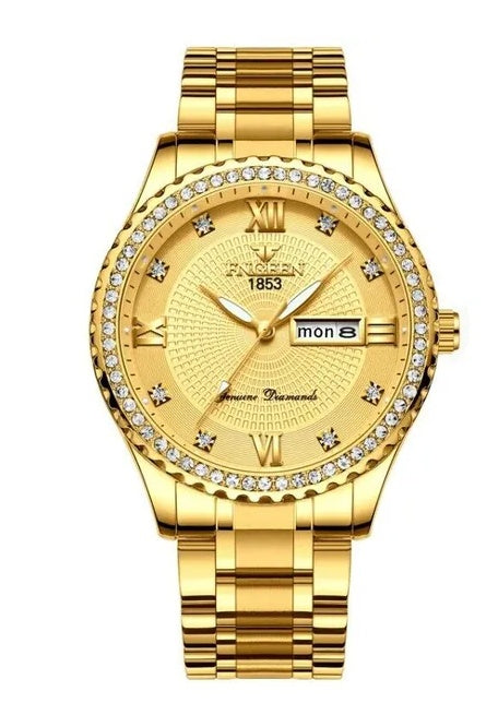 Men’s Waterproof Gold Stainless Steel Watch
