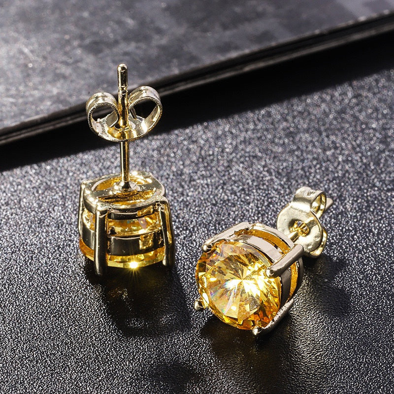 Rose Gold Citrine Stud Earrings