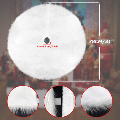 White Faux Fur Christmas Tree Skirt (78cm)