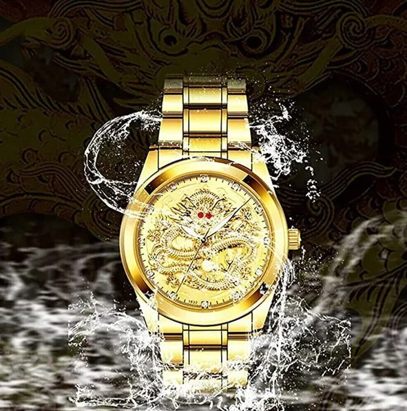 Men’s Gold Diamond Quartz Stainless Steel Watch