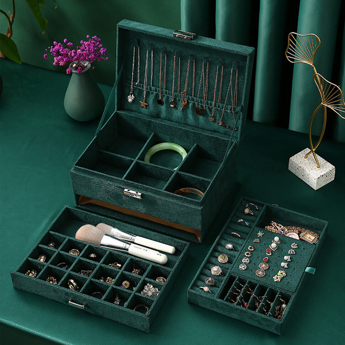 3-Layer Grey Jewellery Storage Box