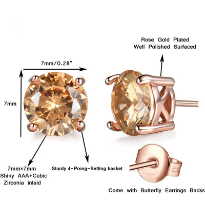 Rose Gold Citrine Stud Earrings