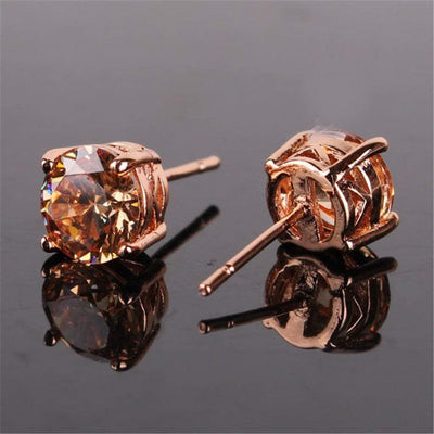 Rose Gold Citrine Stud Earrings