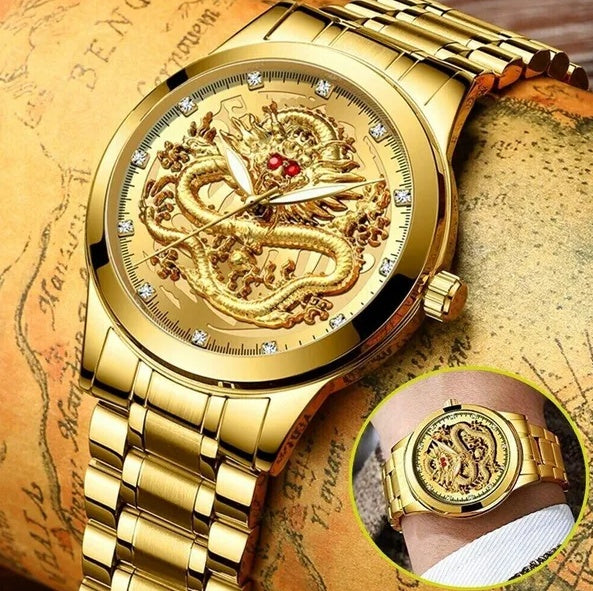 Men’s Gold Diamond Quartz Stainless Steel Watch