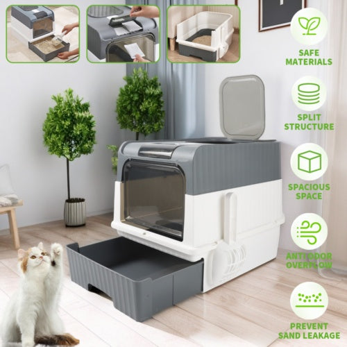 Grey Large Cat Litter Box