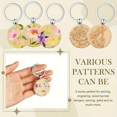 30-Piece Wooden Keychain Set