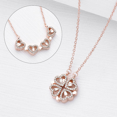 Retro Magnetic Four-Leaf Clover Heart Pendant Necklace