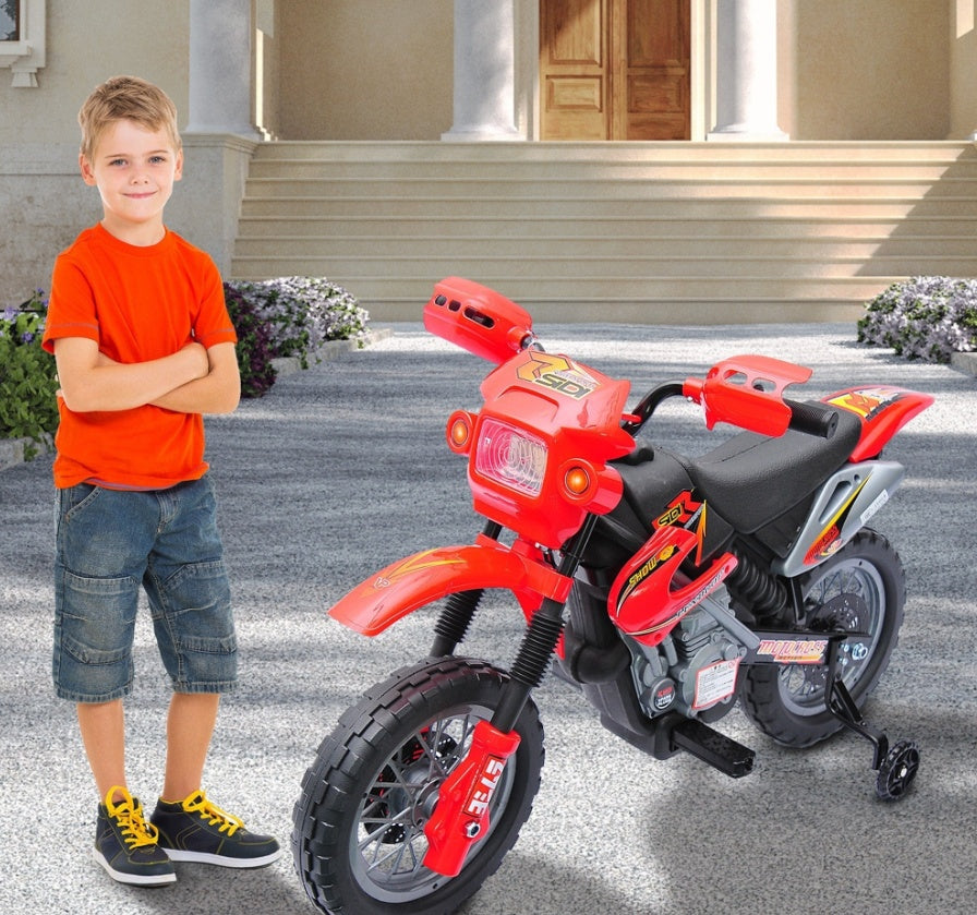 Kids 6V Electric Ride-On Motorcycle with Training Wheels