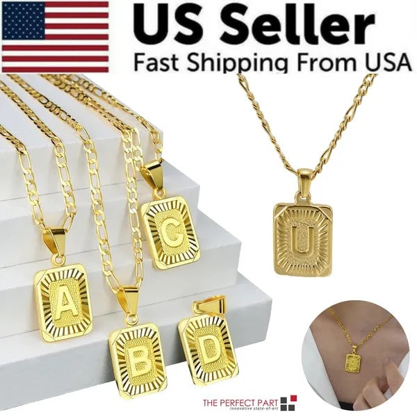 Gold-Plated Initial Pendant Necklace