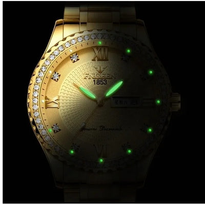 Men’s Waterproof Gold Stainless Steel Watch