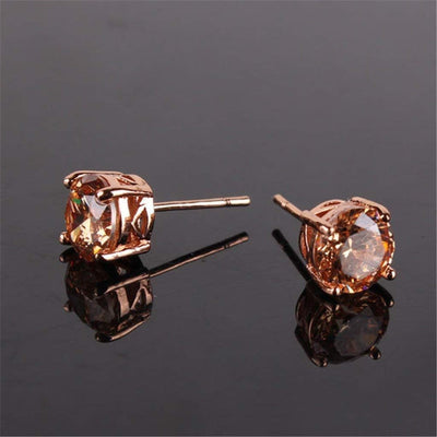 Rose Gold Citrine Stud Earrings