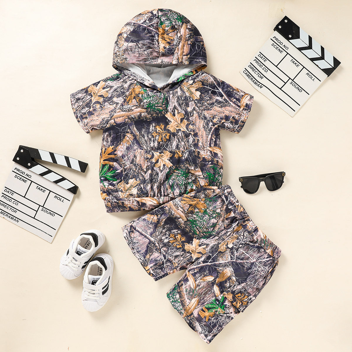 Toddler Camo Hoodie & Shorts Set Boys