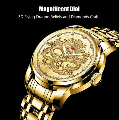 Men’s Gold Diamond Quartz Stainless Steel Watch